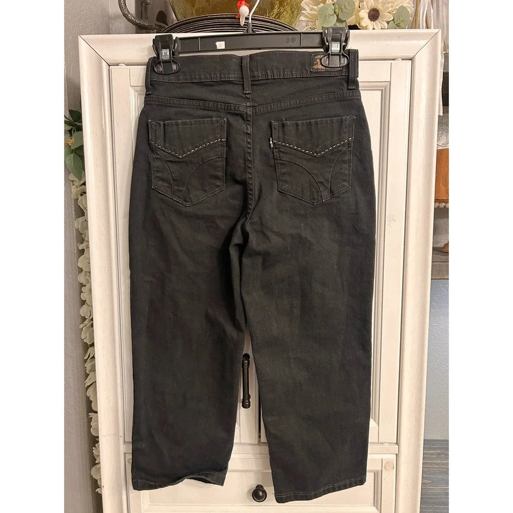 Levis 512 Perfectly Slimming Black Jeans Womens 4 Cropped Stretchy Denim Pants - Picture 2 of 10